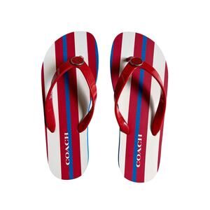 NWOT Coach Zayn Flip Flop Sandals (Miami Red Multi Stripe) - Size 8
